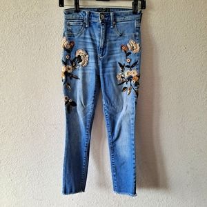 Abercrombie & Fitch embroidered high waisted jeans